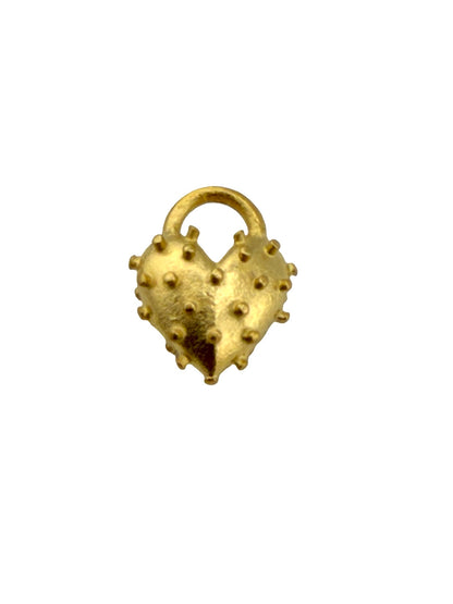 Tiny Spiky Heart Charm, Satin 18k Gold Plated - ST196