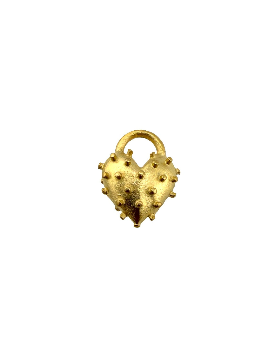 Tiny Spiky Heart Charm, Satin 18k Gold Plated - ST196