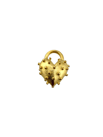 Tiny Spiky Heart Charm, Satin 18k Gold Plated - ST196