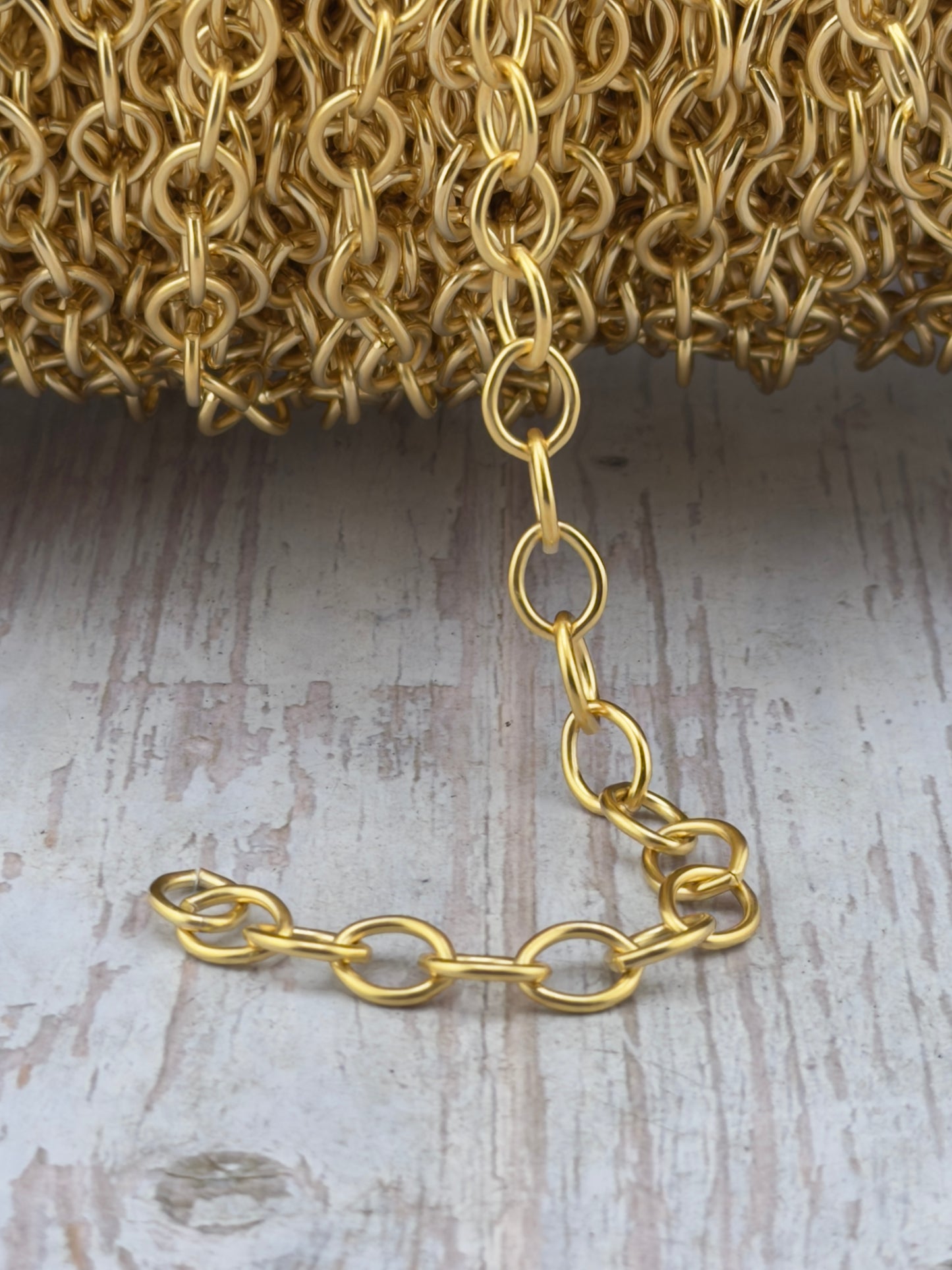Heavy Oval Cable Chain, Satin 18k Gold Plated - S059-CH