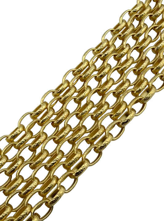 Oval Hammered Rolo (or Belcher) Chain, Satin 18k Gold Plated - S079-CH
