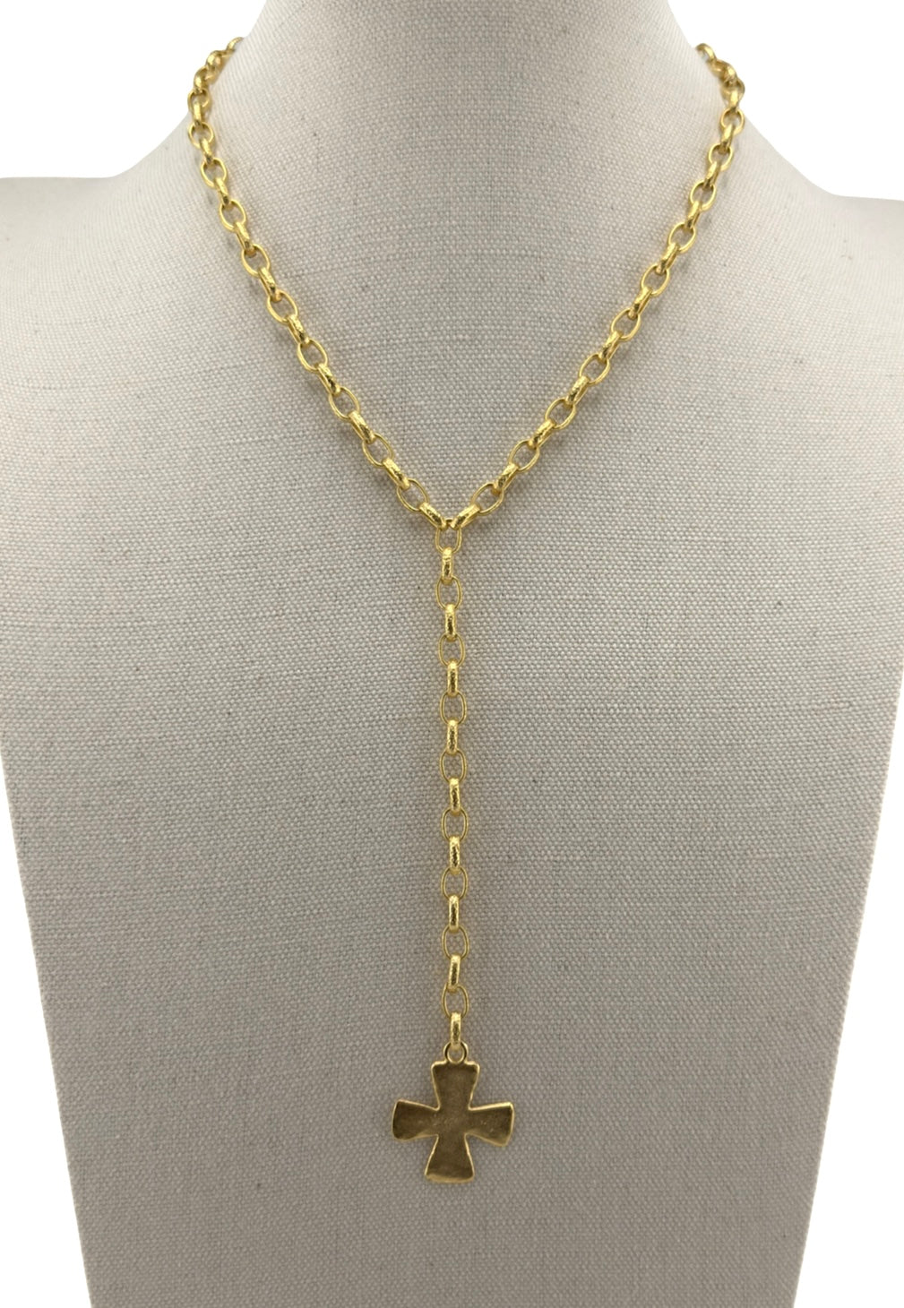 Oval Hammered Rolo (or Belcher) Chain, Satin 18k Gold Plated - S079-CH