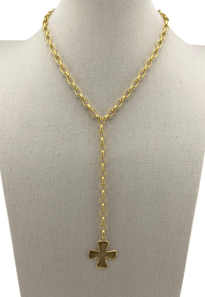 Oval Hammered Rolo (or Belcher) Chain, Satin 18k Gold Plated - S079-CH