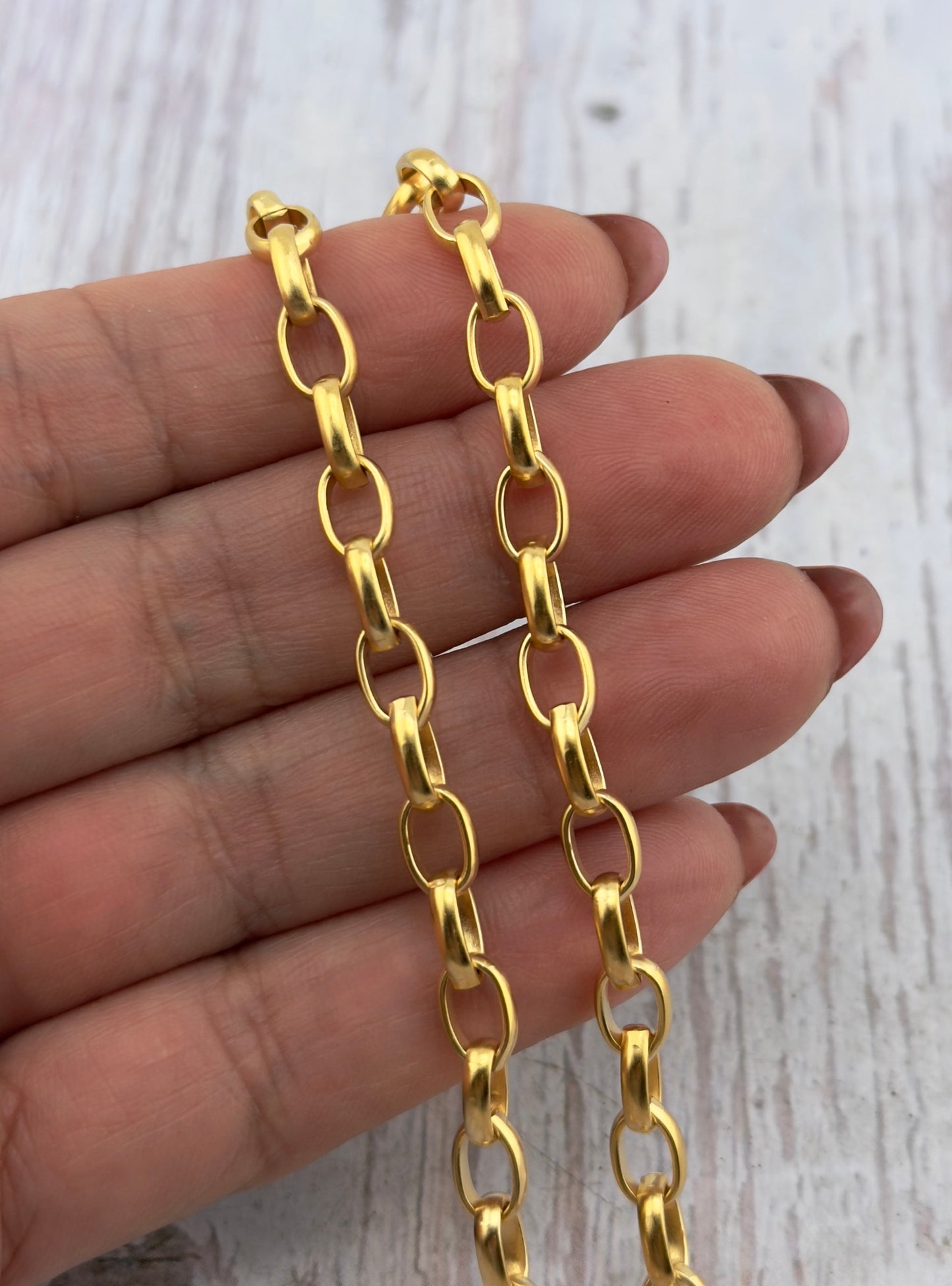 Chaîne Rolo Ovale Lisse, Plaqué Or 18 carats Satiné - S078-CH