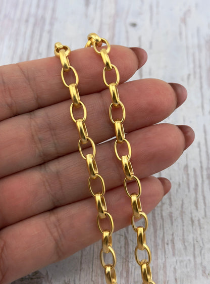 Chaîne Rolo Ovale Lisse, Plaqué Or 18 carats Satiné - S078-CH