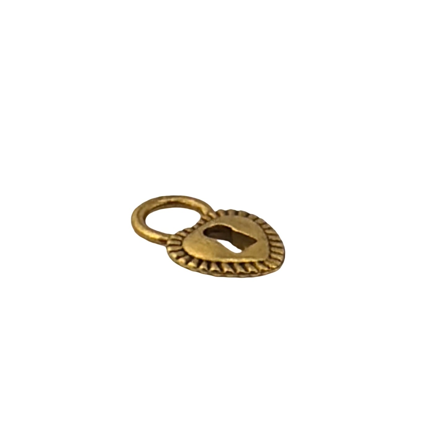 Small Heart Padlock Charm, Antiqued 18k Gold Plated - AG031
