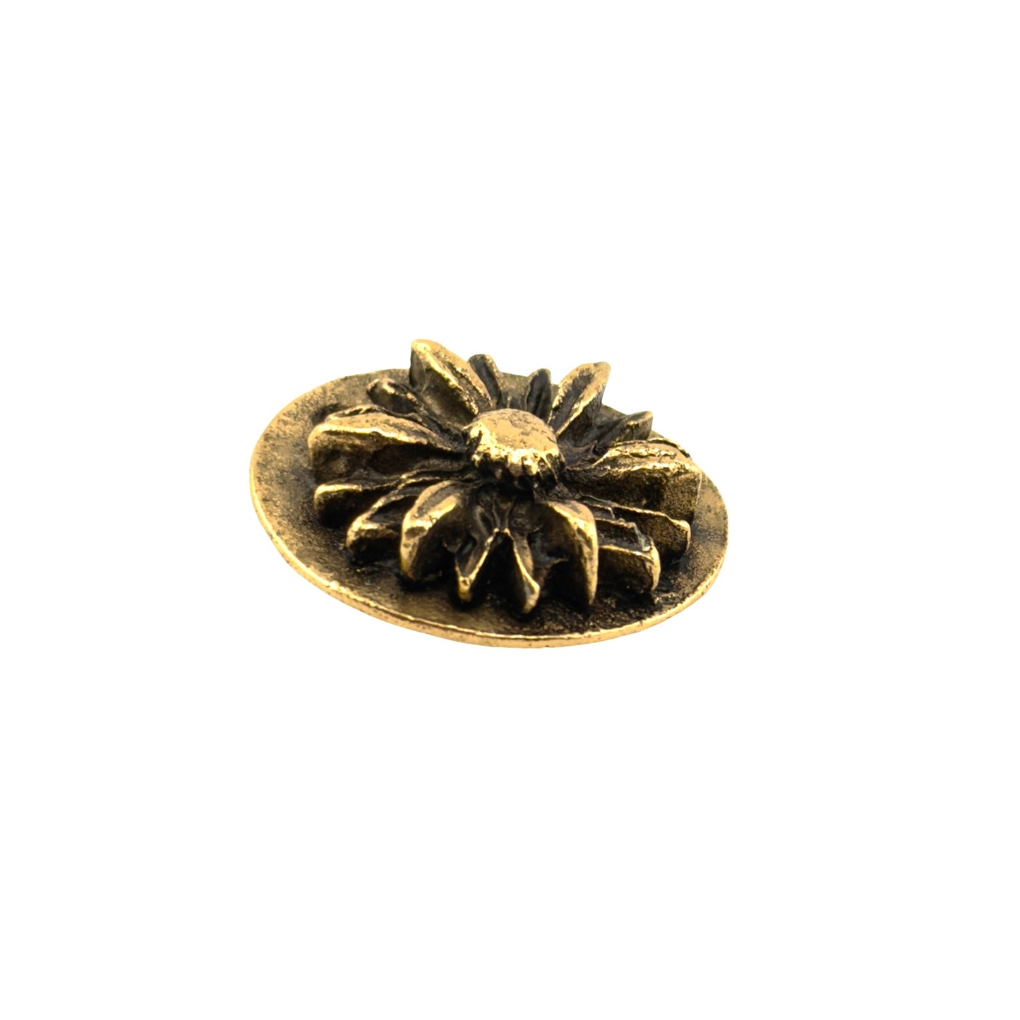 Round Daisy Flower Charm, Antiqued 18k Gold Plated - AG023