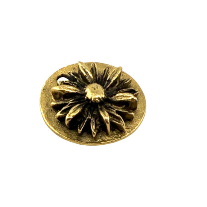 Round Daisy Flower Charm, Antiqued 18k Gold Plated - AG023
