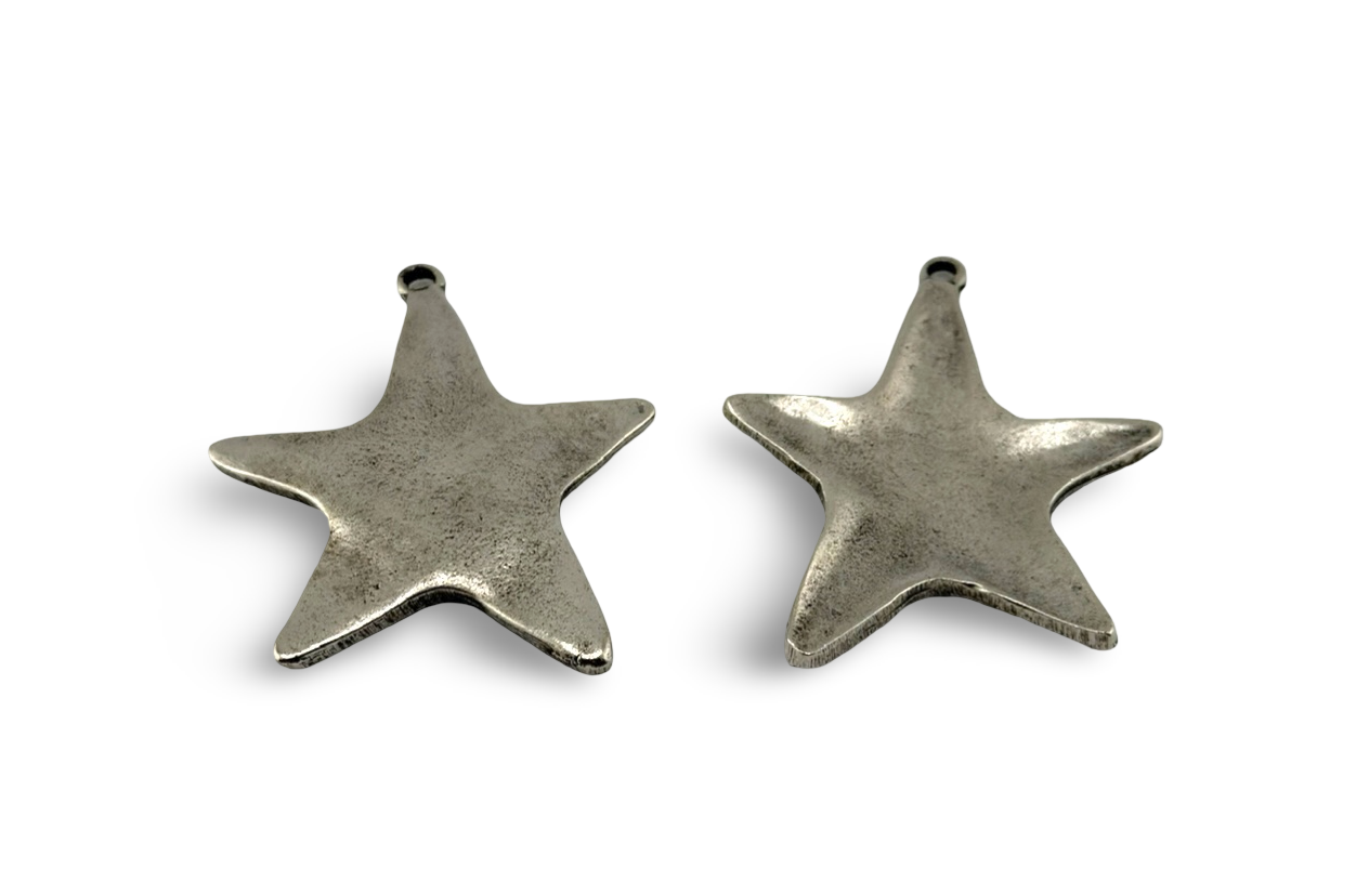 Extra-Large Rounded Star Pendant, Antiqued Pewter - PT459