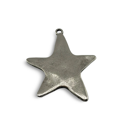 Extra-Large Rounded Star Pendant, Antiqued Pewter - PT459