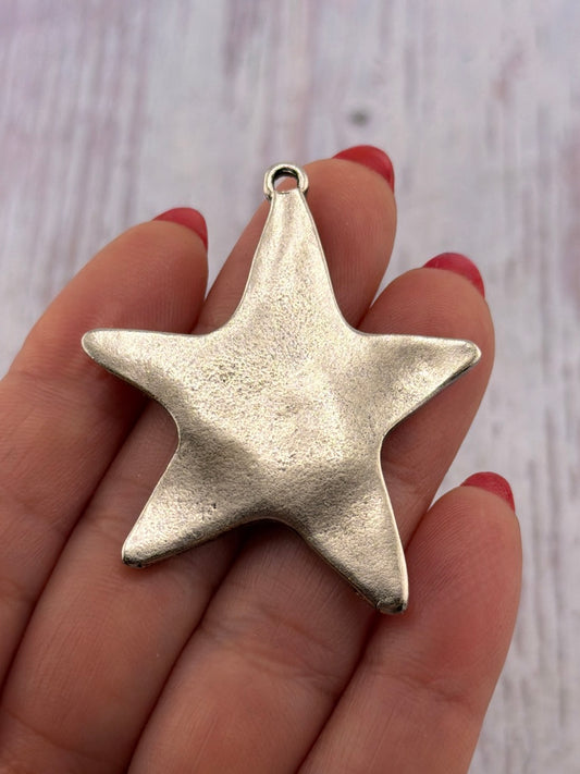 Extra-Large Rounded Star Pendant, Antiqued Pewter - PT459