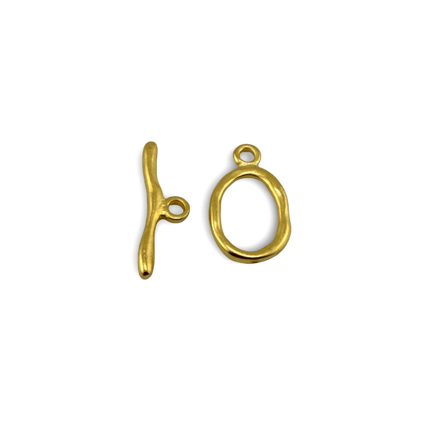 Large Oval Toggle Clasp, Satin 18k Gold Plated - ST197