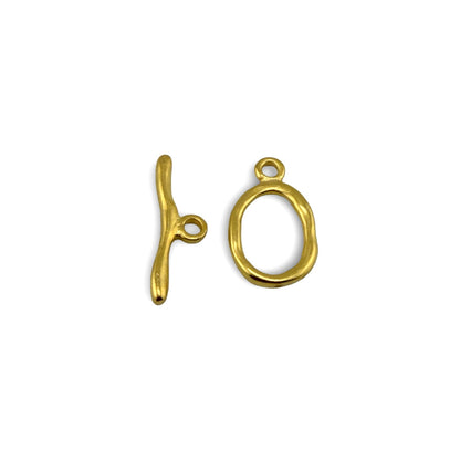 Large Oval Toggle Clasp, Satin 18k Gold Plated - ST197