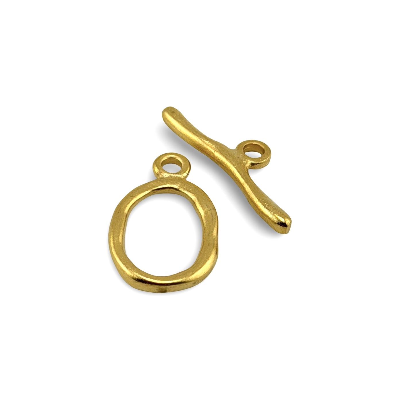 Large Oval Toggle Clasp, Satin 18k Gold Plated - ST197