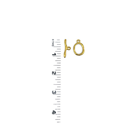 Large Oval Toggle Clasp, Satin 18k Gold Plated - ST197