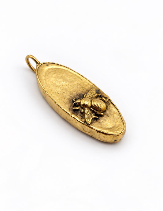 LIMITED EDITION Bee Oval Pendant, Antiqued Gold Plated