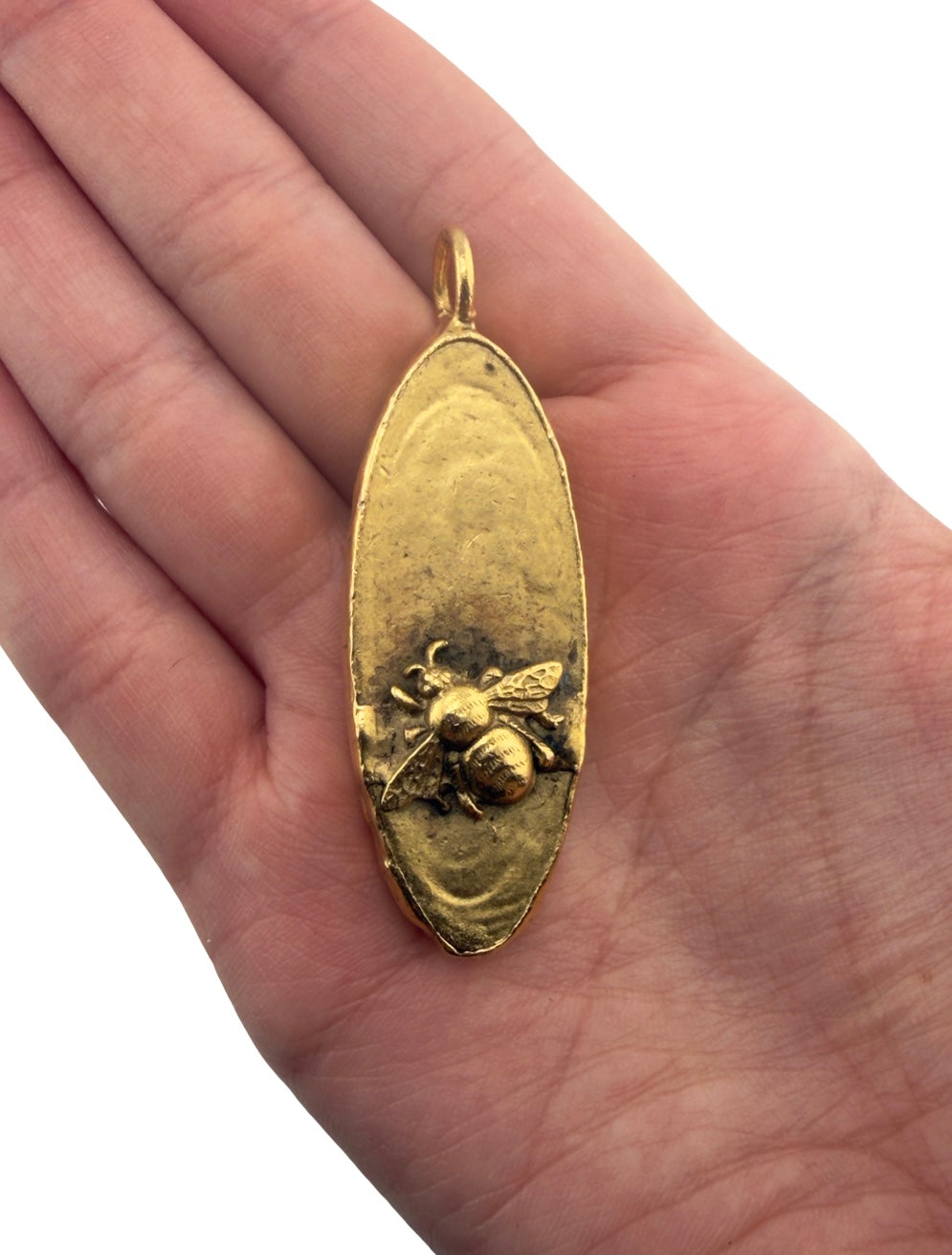 LIMITED EDITION Bee Oval Pendant, Antiqued Gold Plated