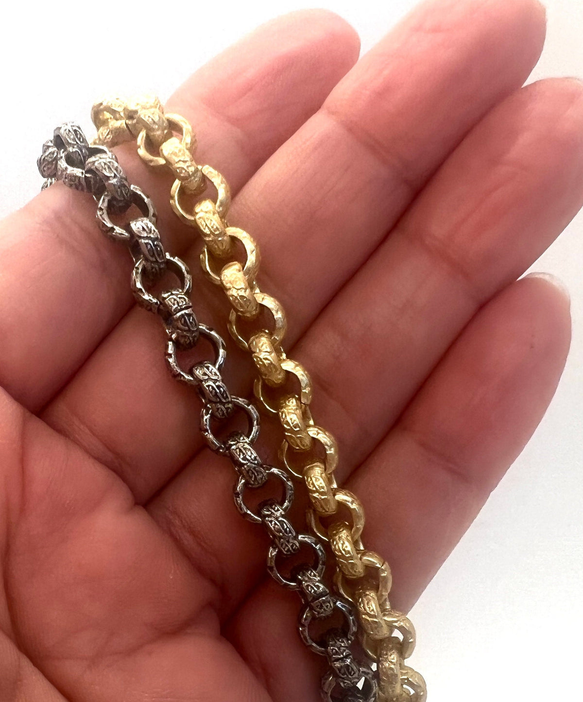 Textured 6mm Rolo Chain, Various Finishes