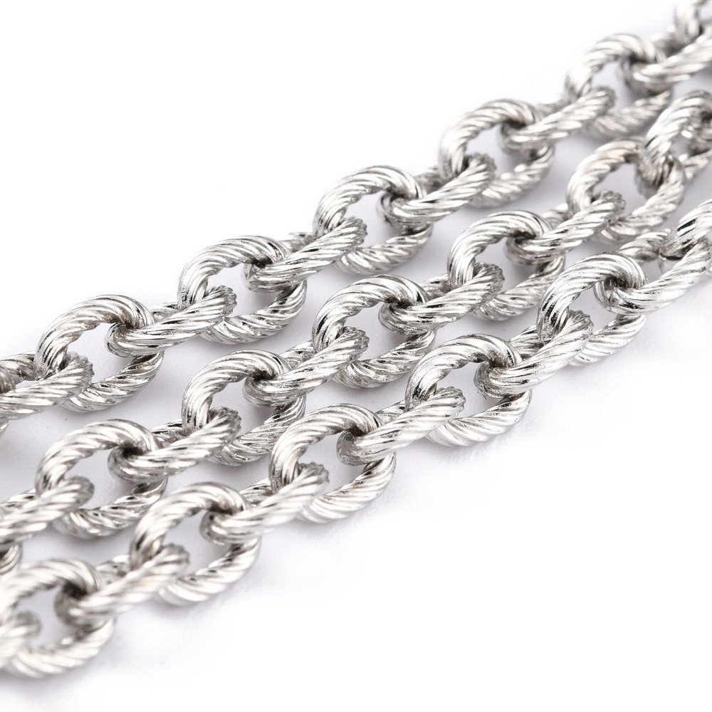 Textured Cable Chain, Stainless Steel