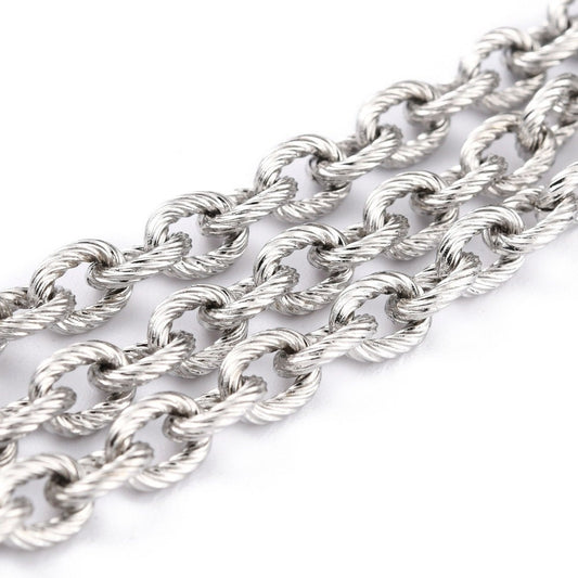 Textured Cable Chain, Stainless Steel