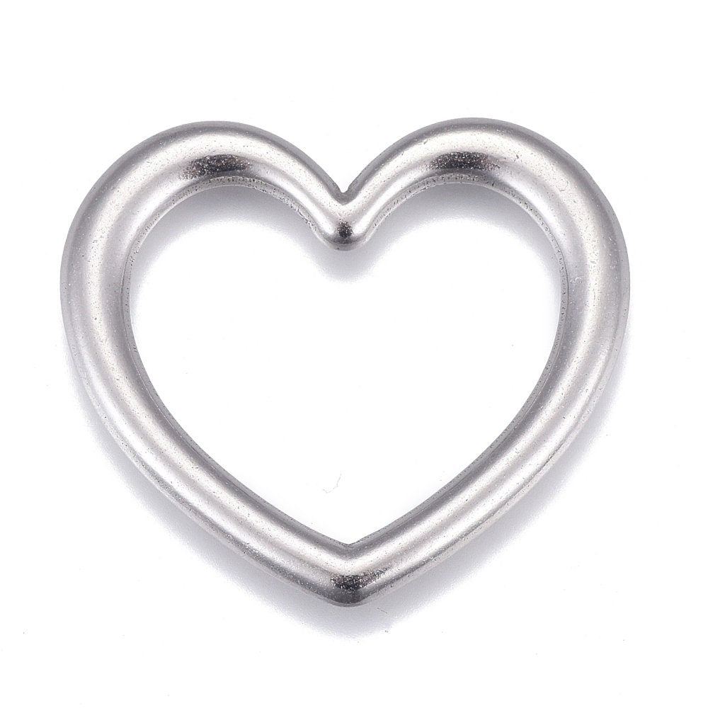 Large Heart Connector Charm, Stainless Steel - SS050