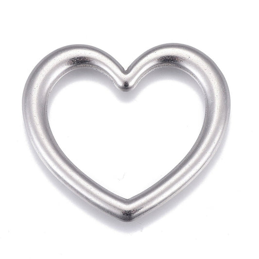 Large Heart Connector Charm, Stainless Steel - SS050