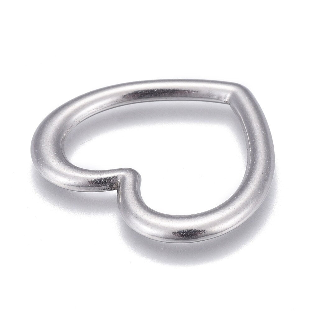 Large Heart Connector Charm, Stainless Steel - SS050