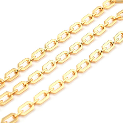 Long Link Cable Chain, Shiny 18k Gold Plated