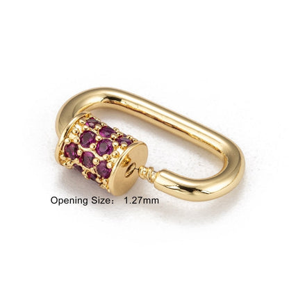 Micro Pave Screw Carabiner Clasp, Shiny 18k Gold Plated - SY083