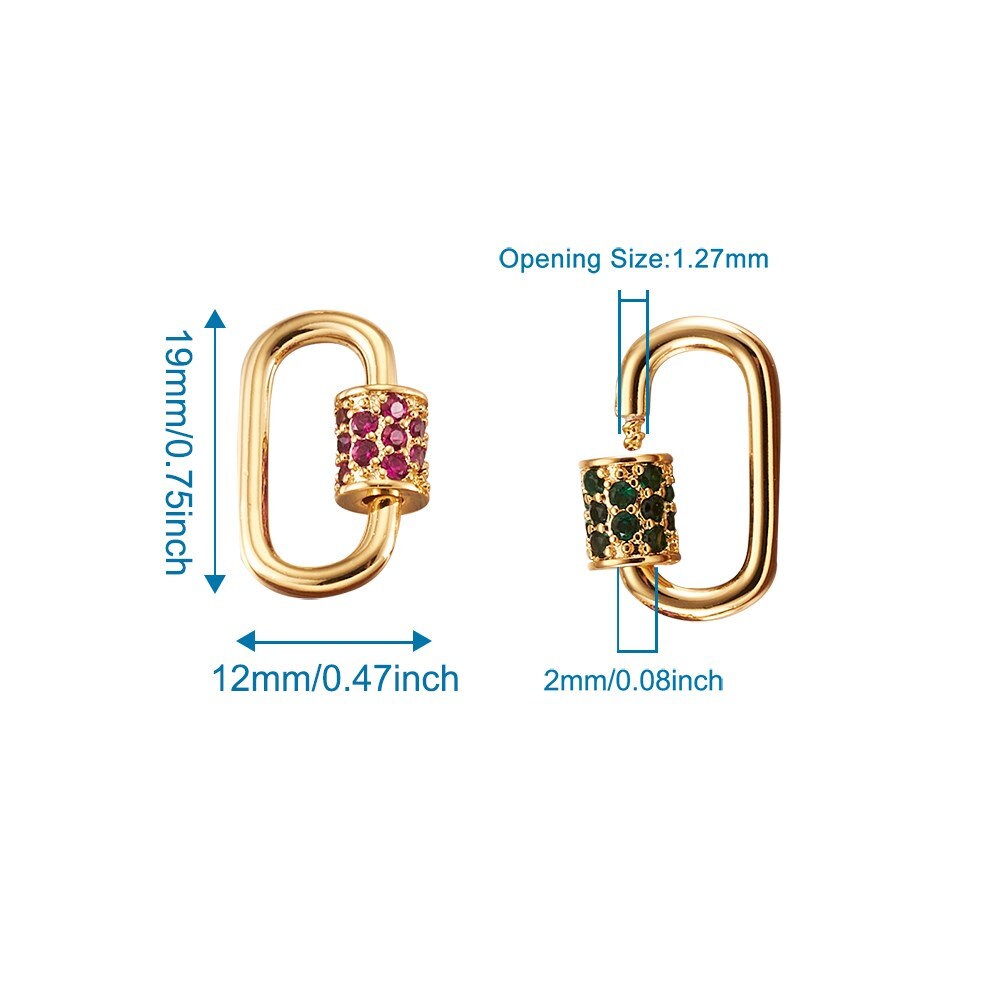 Micro Pave Screw Carabiner Clasp, Shiny 18k Gold Plated - SY083