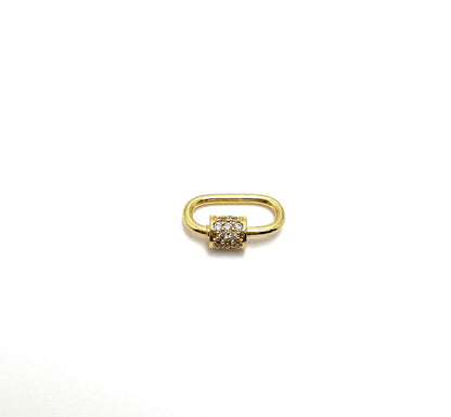 Micro Pave Screw Carabiner Clasp, Shiny 18k Gold Plated - SY083
