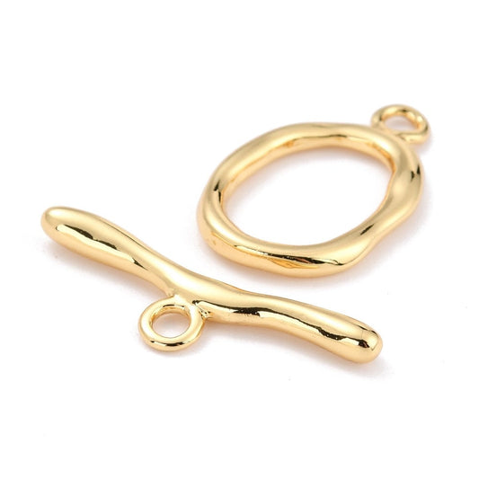 Large Oval Toggle Clasp, Shiny 18k Gold Plated - SY025