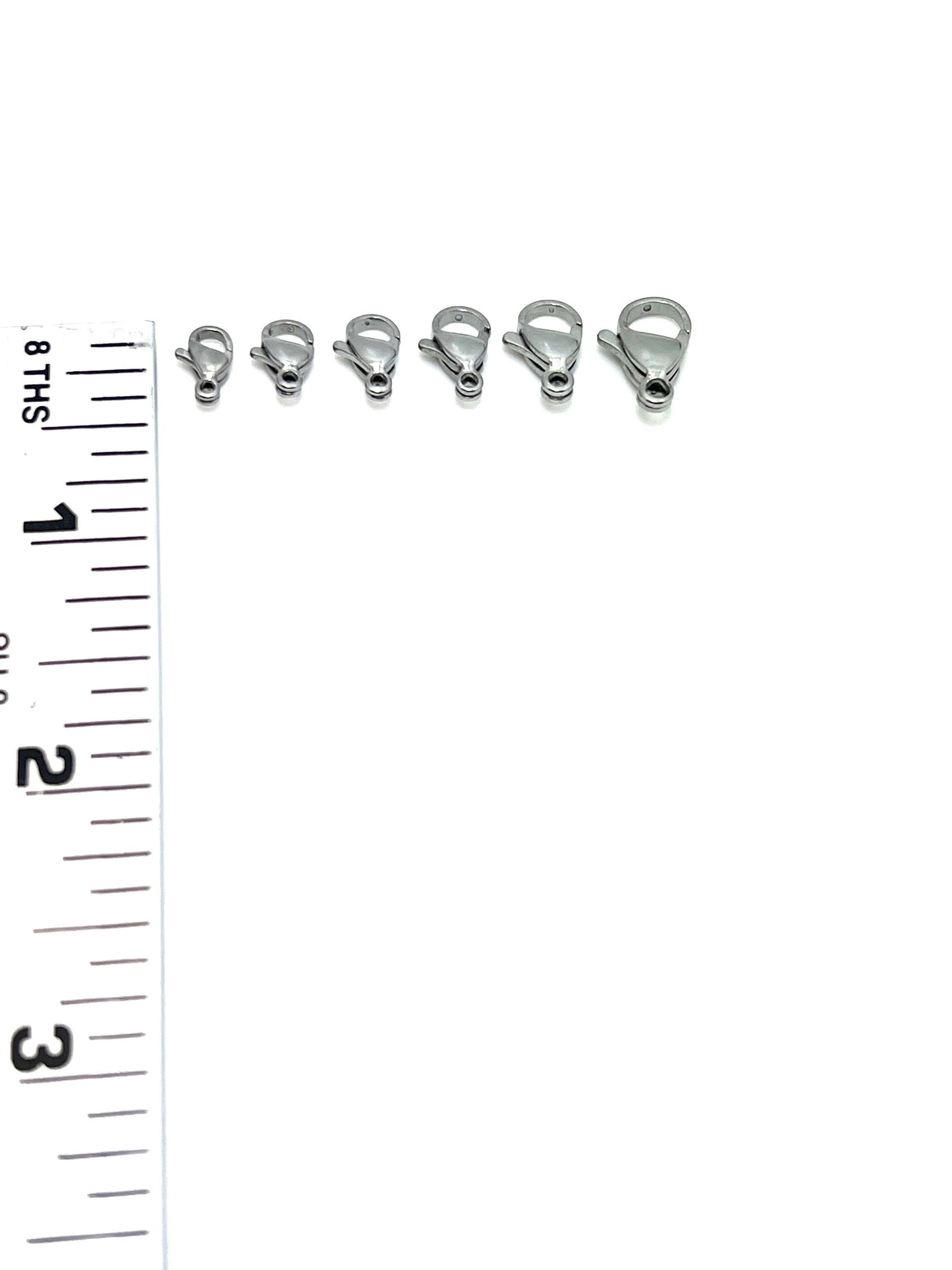 60 Pieces - Bulk Lobster Clasps, 9mm 10mm 11mm 12mm 13mm 15mm, Stainless Steel