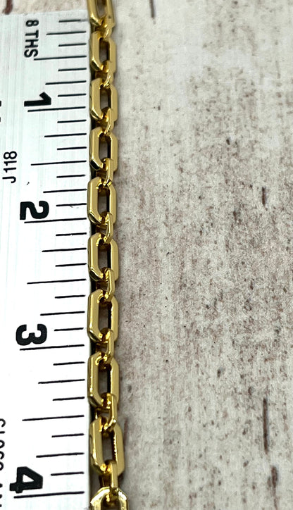 Long Link Cable Chain, Shiny 18k Gold Plated