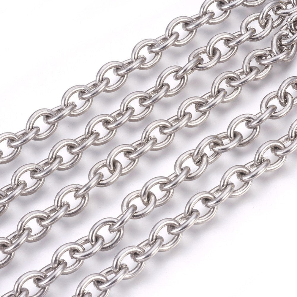 10x8mm Oval Chain, Stainless Steel