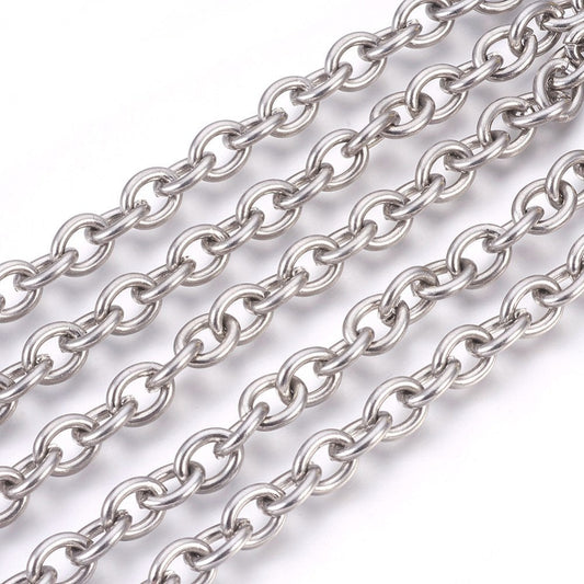 10x8mm Oval Chain, Stainless Steel