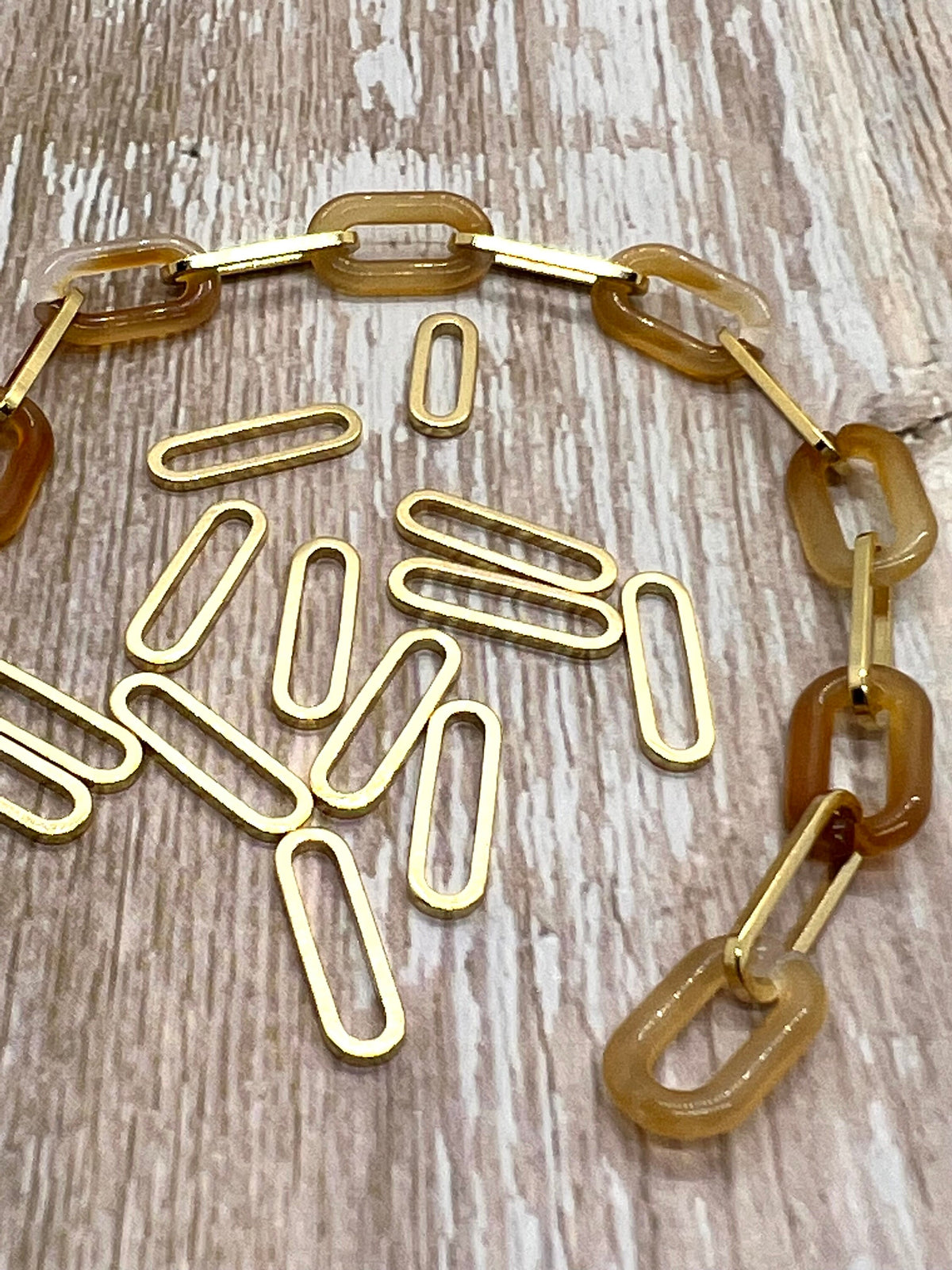 10 Oval Ring Link Connectors, Shiny 18k Gold Plated