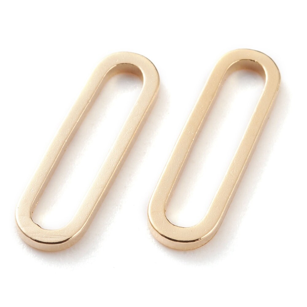 10 Oval Ring Link Connectors, Shiny 18k Gold Plated