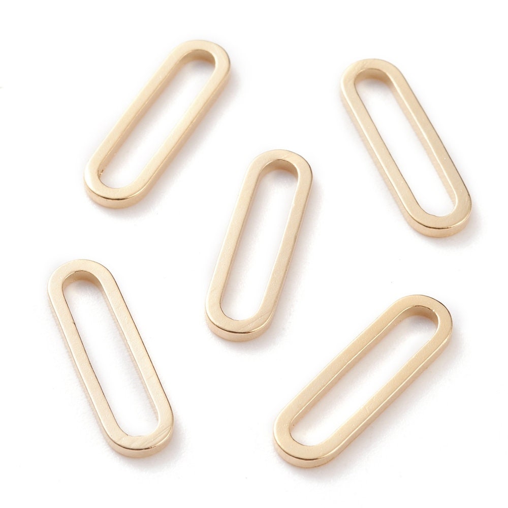 10 Oval Ring Link Connectors, Shiny 18k Gold Plated