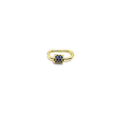 Micro Pave Screw Carabiner Clasp, Shiny 18k Gold Plated - SY083