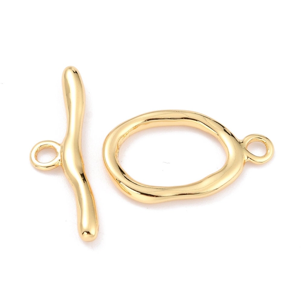 Large Oval Toggle Clasp, Shiny 18k Gold Plated - SY025