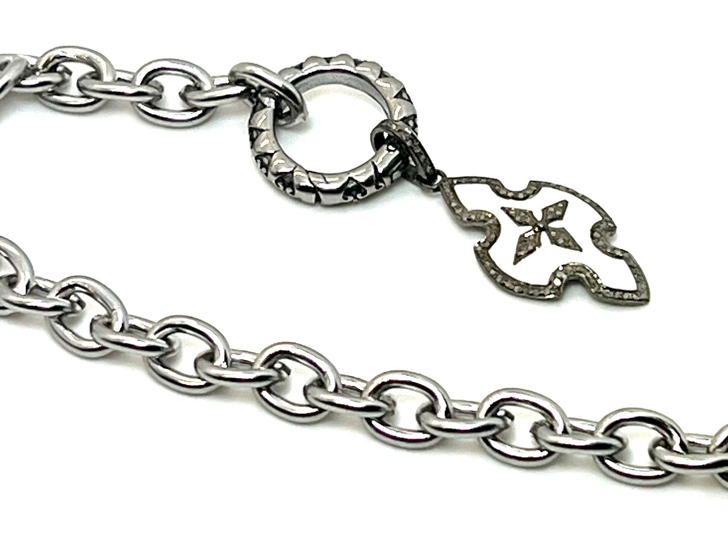 Multi-Use Textured Spring O-Ring Clasp, Stainless Steel - SS062