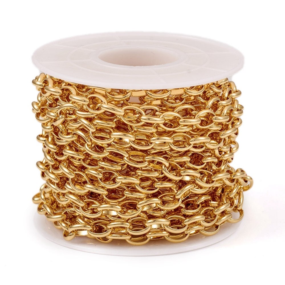 Soldered Oval Cable Chain, Shiny 18k Gold Plated
