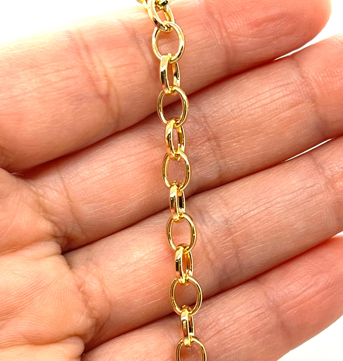 Soldered Oval Cable Chain, Shiny 18k Gold Plated