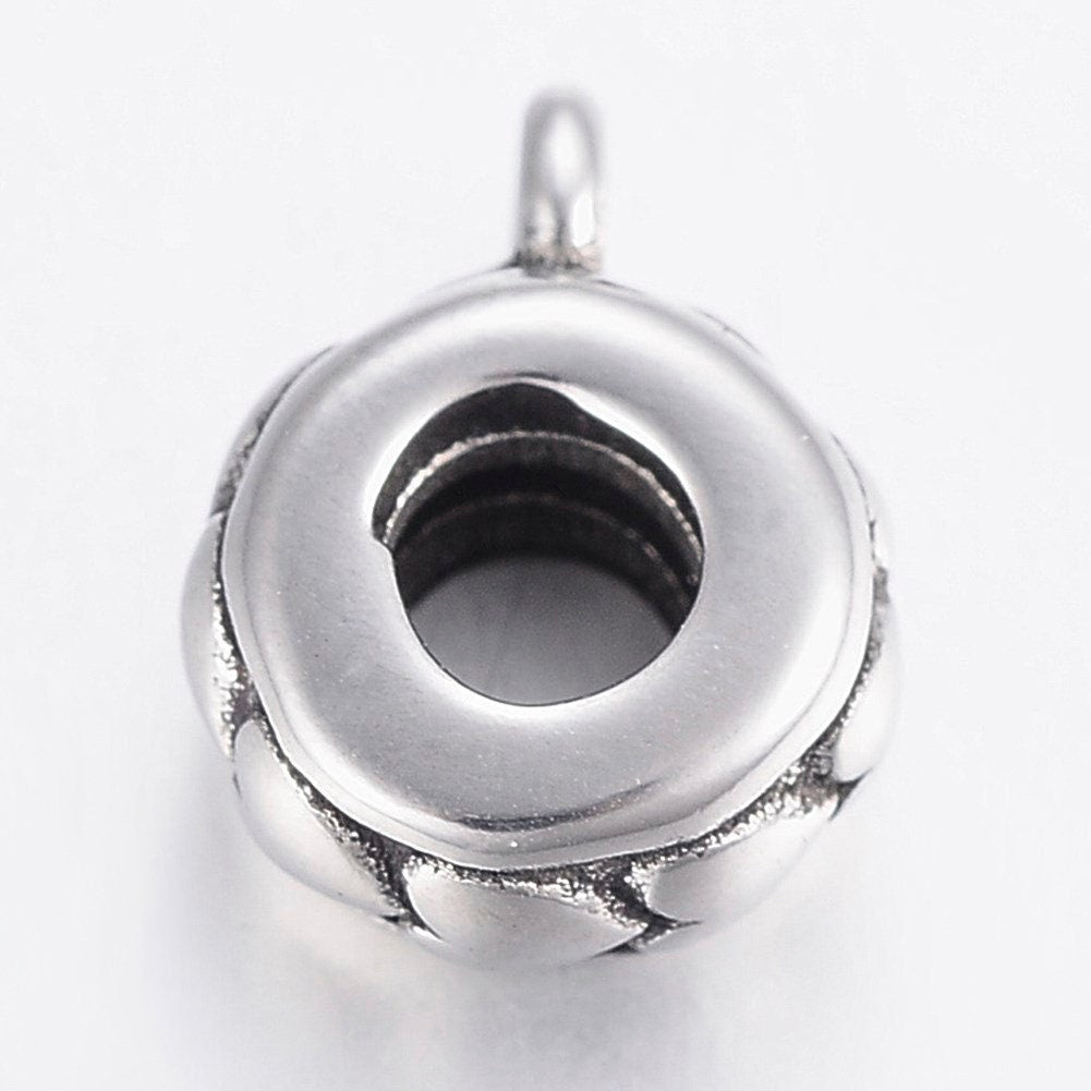 3 Heart Pattern Tube Bails, Stainless Steel - SS085