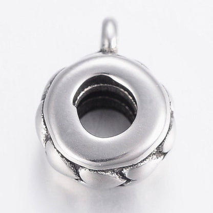 3 Heart Pattern Tube Bails, Stainless Steel - SS085