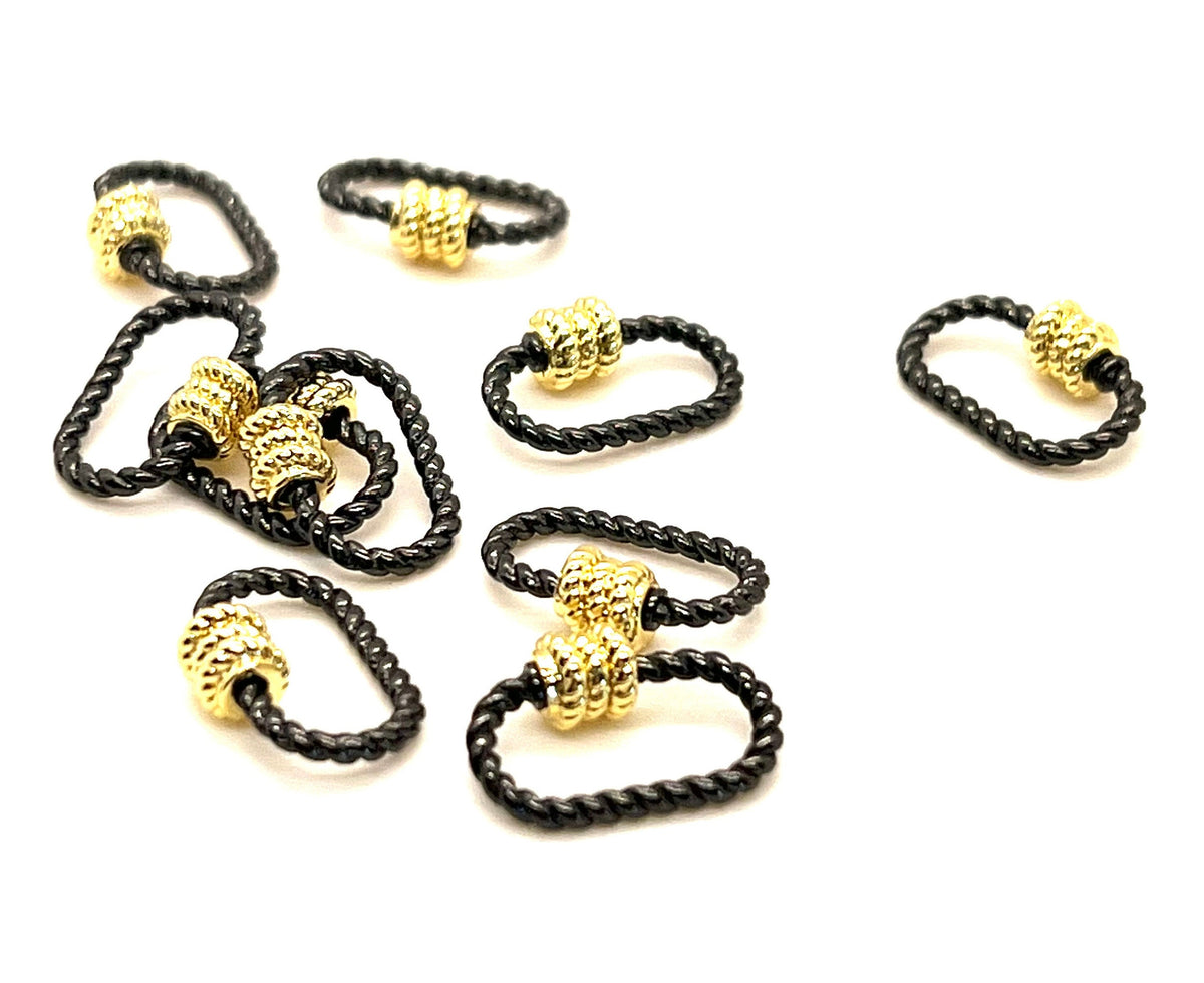 Gunmetal Screw Carabiner Locking Clasp, Shiny 18k Gold Plated - SY087