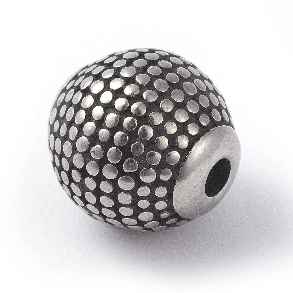 Variety of Textured Round Spacer Beads, 8mm/9mm/10mm, Stainless Steel