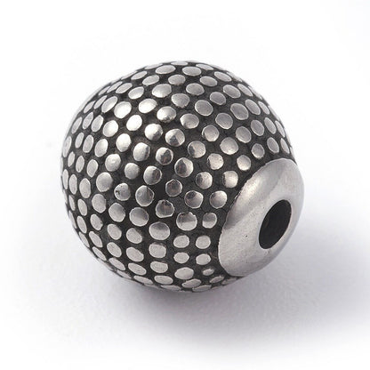 Variety of Textured Round Spacer Beads, 8mm/9mm/10mm, Stainless Steel