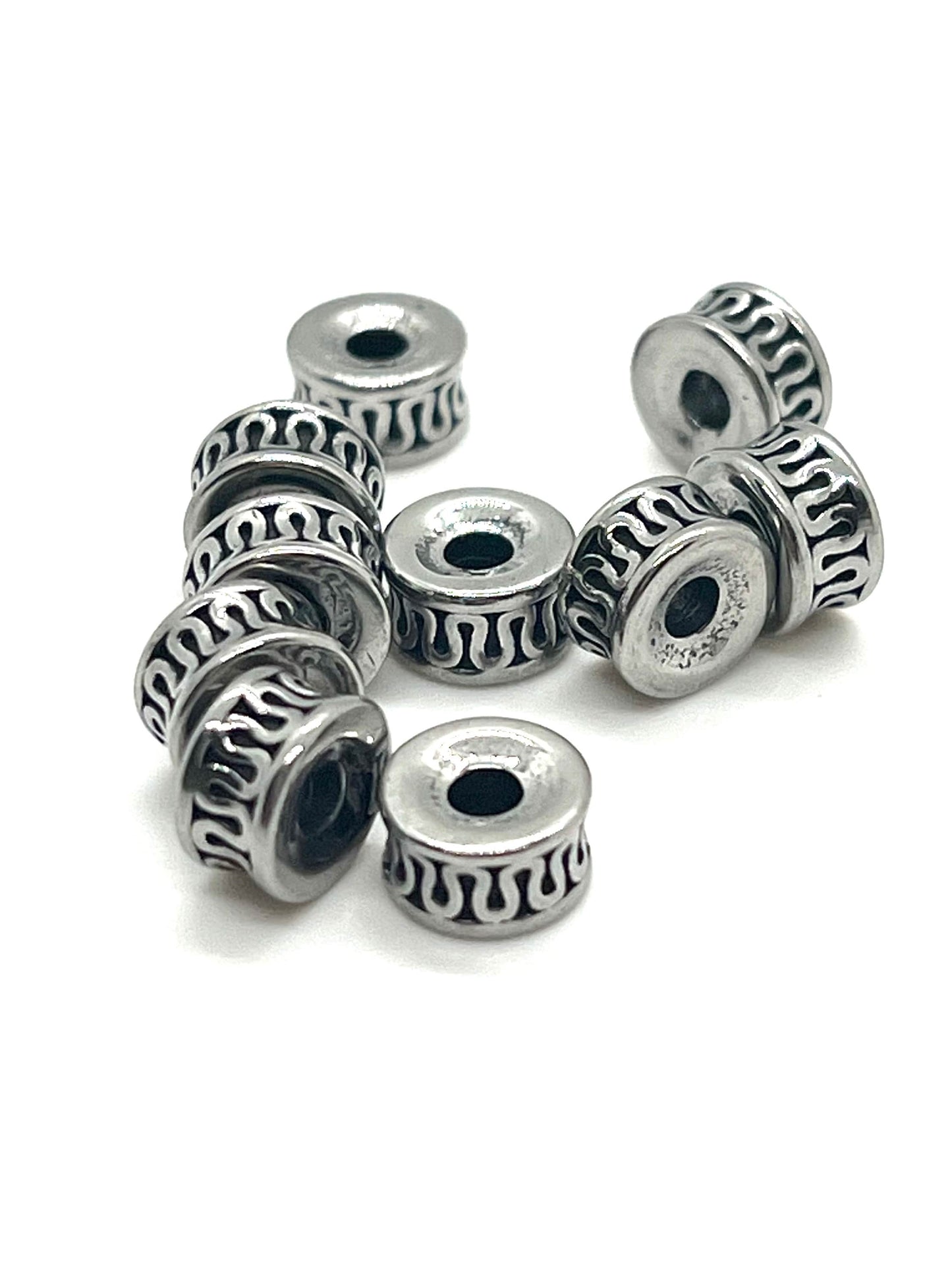 Small Rondelle Beads, Stainless Steel - SS091